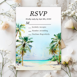 Tropische strandbestemming trouwlocatie RSVP kaartje