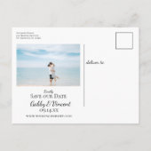 Tropische strandbestemming Weddenschap Opslaan dat Aankondigingskaart (Achterkant)