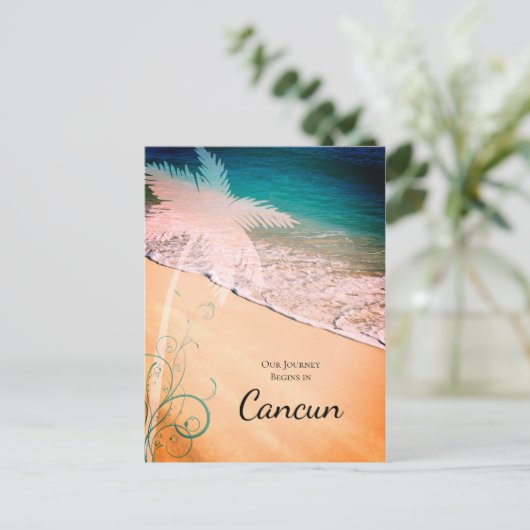 Tropische strandbestemming Weddenschap Opslaan dat Aankondigingskaart (Staand voorkant)