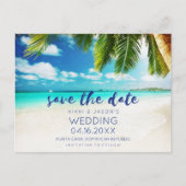 Tropische strandbestemming Weddenschap Opslaan dat Aankondigingskaart (Voorkant)
