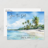 Tropische strandbestemming Weddenschap Opslaan dat Aankondigingskaart (Voorkant / Achterkant)