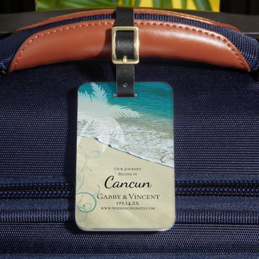 Tropische strandbestemming Weddenschap Opslaan dat Bagagelabel (Voorkant Insitu 2)