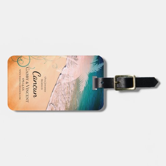 Tropische strandbestemming Weddenschap Opslaan dat Bagagelabel (Voorkant horizontaal)