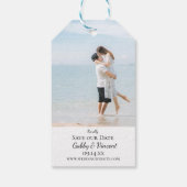 Tropische strandbestemming Weddenschap Opslaan dat Cadeaulabel (Achterkant)