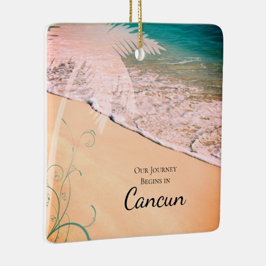 Tropische strandbestemming Weddenschap Opslaan dat Keramisch Ornament (Rechts)