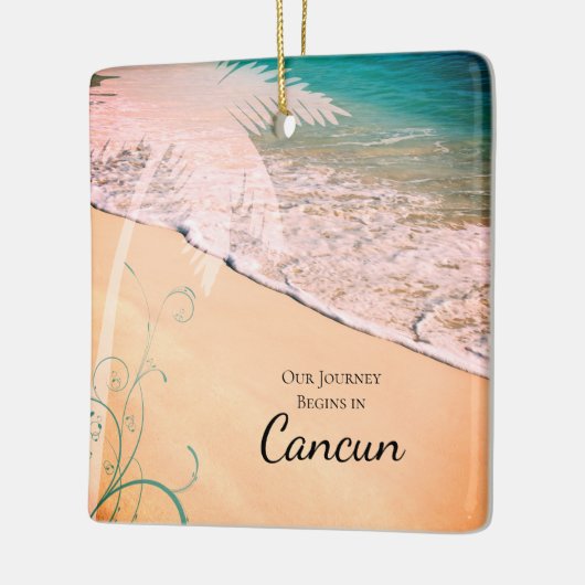 Tropische strandbestemming Weddenschap Opslaan dat Keramisch Ornament (Links)