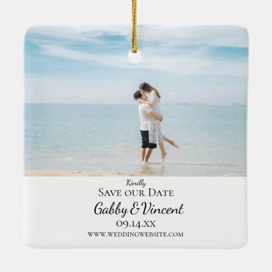 Tropische strandbestemming Weddenschap Opslaan dat Keramisch Ornament (Achterkant)