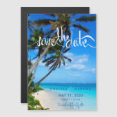 Tropische strandbestemming Weddenschap Opslaan dat Magnetische Uitnodiging (Voorkant / Achterkant)