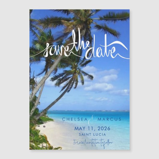 Tropische strandbestemming Weddenschap Opslaan dat Magnetische Uitnodiging (Voorkant)
