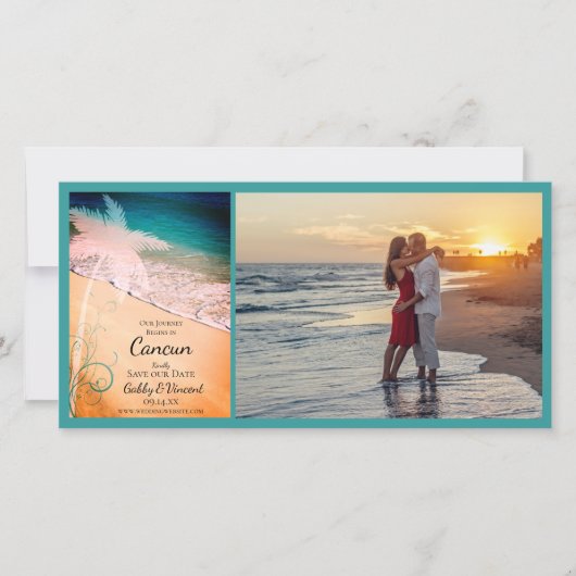 Tropische strandbestemming Weddenschap Opslaan dat Save The Date (Voorkant)