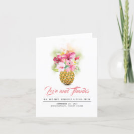 Tropische strandbloemen ananas dank je bedankkaart