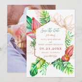 Tropische Strandbloemen Save the Date (Voorkant / Achterkant)