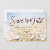 Tropische strandbruiloft zeester save the date kaa (Voorkant)