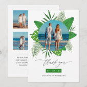 Tropische strandbruiloftsfotocollage bedankkaart (Voorkant / Achterkant)