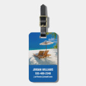 Tropische stranden | Lounge Chairs Beach, Bora Bor Bagagelabel (Voorkant verticaal)