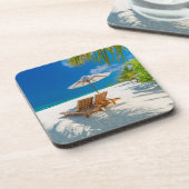 Tropische stranden | Lounge Chairs Beach, Bora Bor Bier Onderzetter (Linkerzijde)