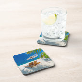 Tropische stranden | Lounge Chairs Beach, Bora Bor Bier Onderzetter (Rechterzijde)