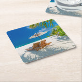 Tropische stranden | Lounge Chairs Beach, Bora Bor Kartonnen Onderzetters (Schuin)