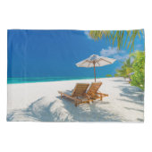 Tropische stranden | Lounge Chairs Beach, Bora Bor Kussensloop (Achterkant)