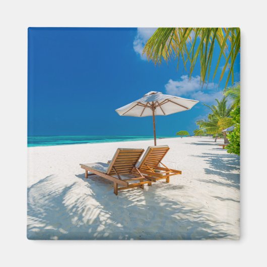 Tropische stranden | Lounge Chairs Beach, Bora Bor Magneet (Voorkant)