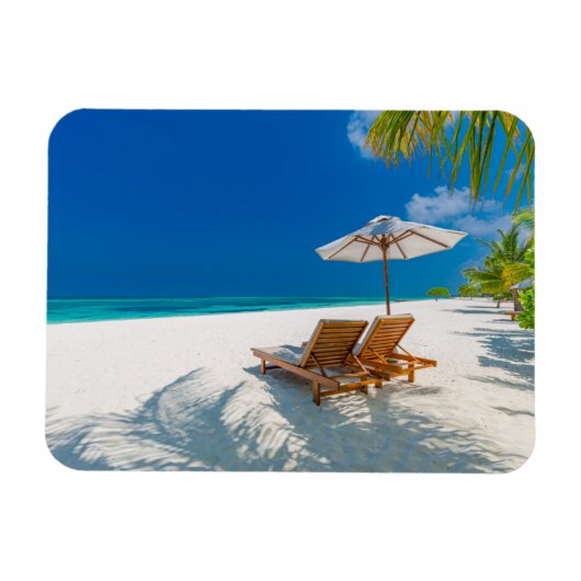 Tropische stranden | Lounge Chairs Beach, Bora Bor Magneet (Horizontaal)