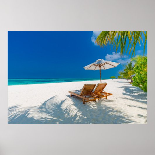 Tropische stranden | Lounge Chairs Beach, Bora Bor Poster (Voorkant)