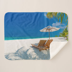 Tropische stranden   Lounge Chairs Beach, Bora Bor Sherpa Deken