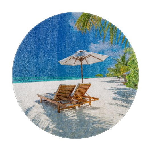 Tropische stranden | Lounge Chairs Beach, Bora Bor Snijplank (Voorkant)
