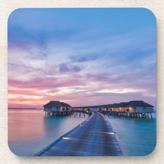 Tropische stranden | Maldiven Bungalows Bier Onderzetter (Voorkant)
