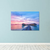 Tropische stranden | Maldiven Bungalows Canvas Afdruk (Insitu (Houten vloer))