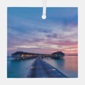 Tropische stranden | Maldiven Bungalows Glas Ornament (Achterkant)