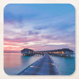 Tropische stranden Maldiven Bungalows Kartonnen Onderzetters
