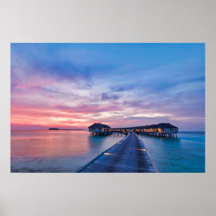 Tropische stranden Maldiven Bungalows Poster