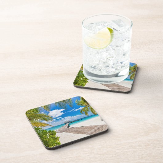 Tropische stranden | Maldiven Island Wooden Jetty Bier Onderzetter (Rechterzijde)