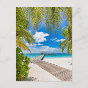 Tropische stranden   Maldiven Island Wooden Jetty Briefkaart