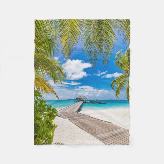 Tropische stranden | Maldiven Island Wooden Jetty Fleece Deken (Voorkant)