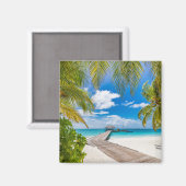 Tropische stranden | Maldiven Island Wooden Jetty Magneet (Voorkant / Achterkant)