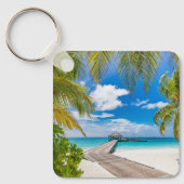 Tropische stranden | Maldiven Island Wooden Jetty Sleutelhanger (Voorkant)