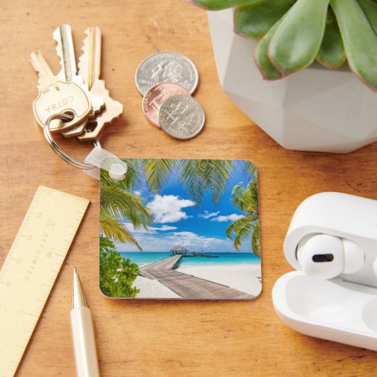 Tropische stranden | Maldiven Island Wooden Jetty Sleutelhanger (Bureau)