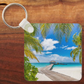Tropische stranden | Maldiven Island Wooden Jetty Sleutelhanger (Voorkant)