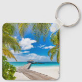 Tropische stranden | Maldiven Island Wooden Jetty Sleutelhanger (Achterkant)