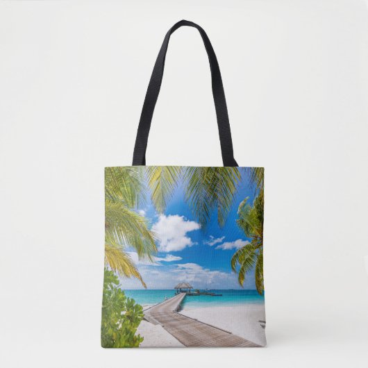 Tropische stranden | Maldiven Island Wooden Jetty Tote Bag (Voorkant)