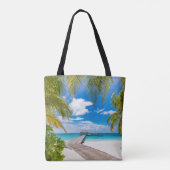 Tropische stranden | Maldiven Island Wooden Jetty Tote Bag (Achterkant)