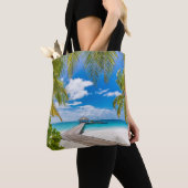 Tropische stranden | Maldiven Island Wooden Jetty Tote Bag (Dichtbij)