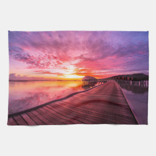 Tropische stranden   Maldiven Sunset Theedoek