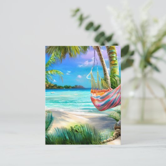 Tropische stranden met hun witte zand en kristal briefkaart (Staand voorkant)