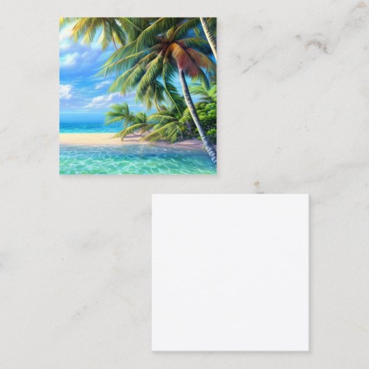 Tropische stranden met hun witte zand en kristal vierkante visitekaartje (Voorkant / Achterkant)