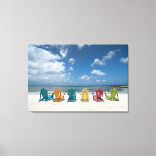 Tropische stranden   Palmstrand, Aruba Canvas Afdruk