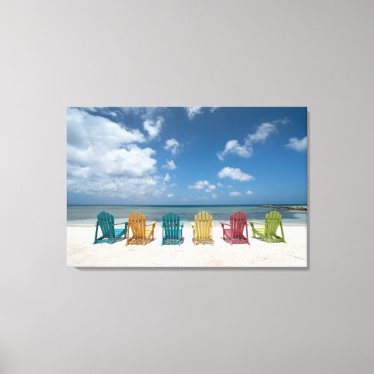 Tropische stranden | Palmstrand, Aruba Canvas Afdruk (Voorkant)