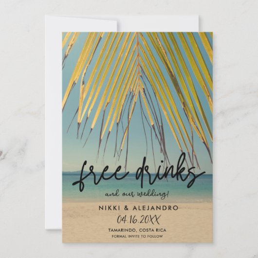 Tropische strandfotobestemming bruiloft save the date (Voorkant)